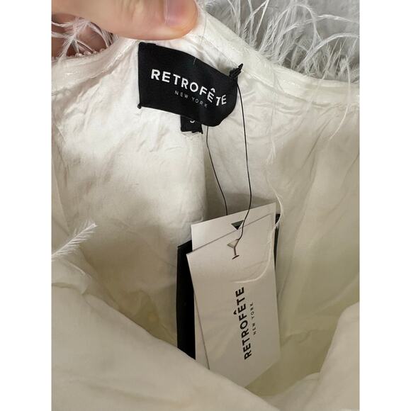 Retrofete Torin Sequin Feather Mini Dress Strapless Party Bridal Vegas NYE S - Picture 9 of 10